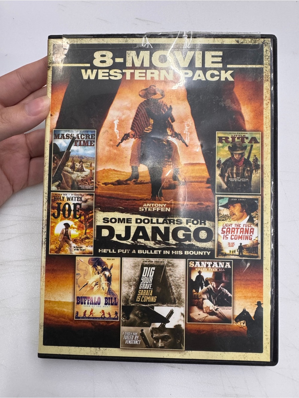 8 Movie Western Pack (DVD 2 Disc Set) Some Dollars for Django / Little Rita …